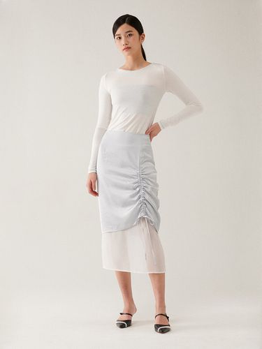 Satin Layered Skirt _ Blue - GANISONG - Modalova