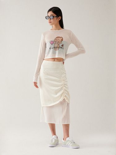 Satin Layered Skirt - GANISONG - Modalova