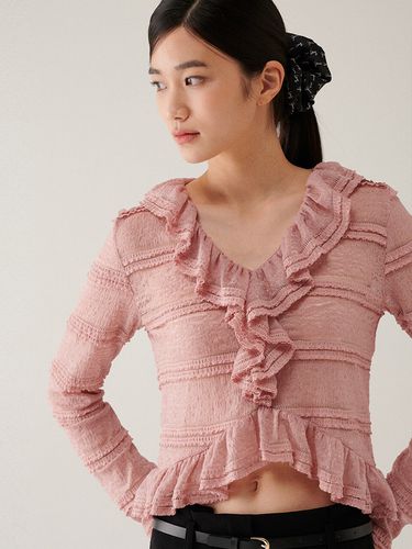 Matilda Lace Knit Top _ Pink - GANISONG - Modalova