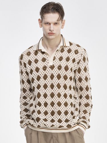 Crochet-Knit Polo Shirt _ Brown - The GREATEST - Modalova