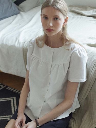 Julia Shirred Blouse_White - NONLOCAL - Modalova