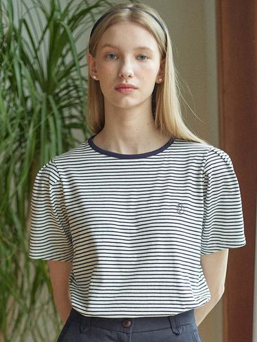 Stripe Puff Sleeve T-shirt_White Stripe - NONLOCAL - Modalova