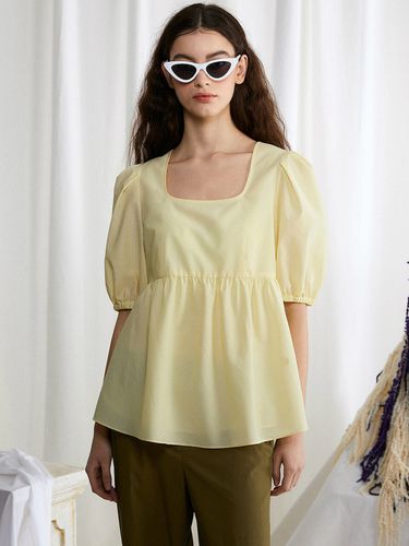 Square-neck Balloon Sleeve Blouse - CCclub - Modalova