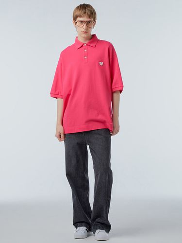 Ms Heart Logo Embroidery Polo Shirt_Pink - INSTANTFUNK - Modalova