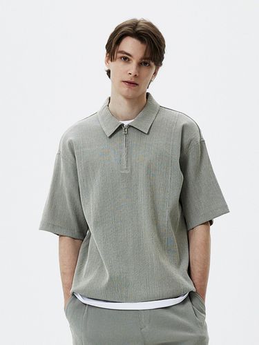 KINOSHITA Overfit Seersucker Half Zip-Up Shirt - TNGT - Modalova