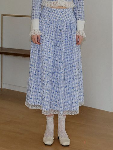 Ocean Blue Rose Check Skirt_Blue - Cest Moidew - Modalova