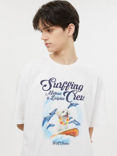 Puppydolphin Surfing Crew T-Shirt - WAIKEI - Modalova