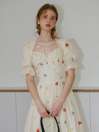 Colorful Flower Puff Dress_Beige - Cest Moidew - Modalova