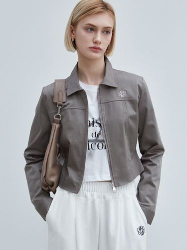 Nicole Two-way Collar Zip-up Jacket _Khaki - NICK&NICOLE - Modalova