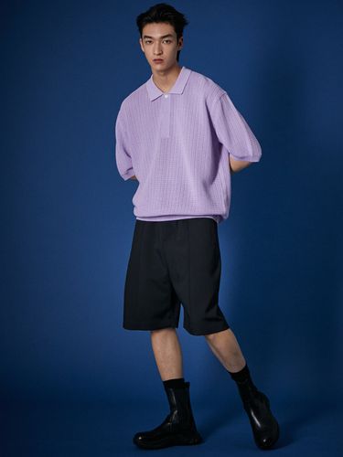 Open-Knit Polo Shirt _ Lavender - evener - Modalova