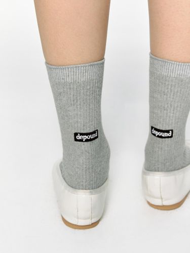 Logo Ribbed Socks_Melange Gray - DEPOUND - Modalova