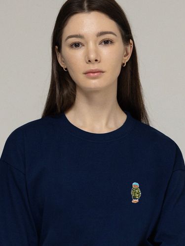 Blue Beanie Dog Embroidery T-Shirt _ - GRAVER - Modalova