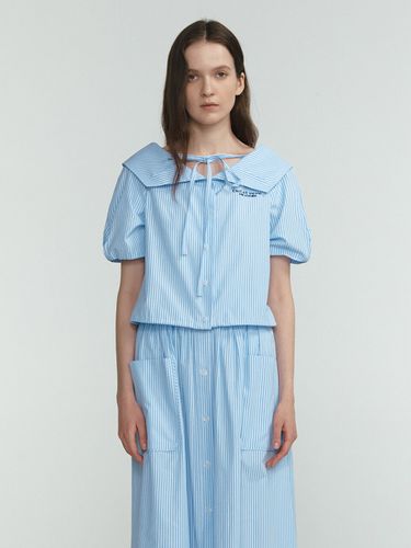 Stripe Flat Collar Blouse_Light Blue - LINE STUDIO ONE - Modalova