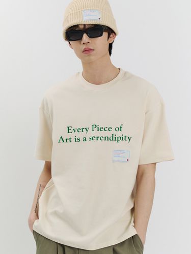 Modren Art Slogan Short Sleeve T-Shirt - Off White - beyondcloset - Modalova