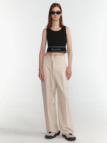 Belted Pin Tuck Straight Slacks - LINE STUDIO ONE - Modalova