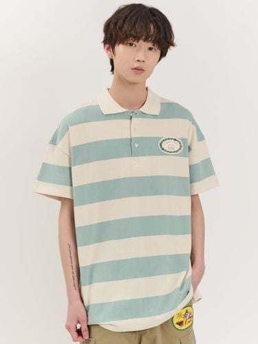 Contemporary Flower Stripe Rugby T-Shirt - beyondcloset - Modalova