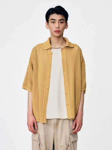 Mesh-Knit Collared Cardigan _ - Lagrange - Modalova