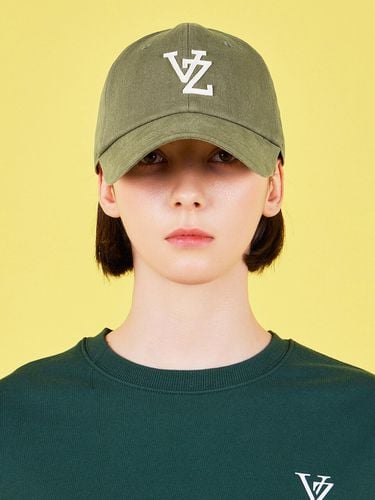 Monogram Appliqu Overfit Washing Ball Cap_Khaki - VARZAR - Modalova