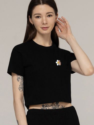 Woman] Flower Bear Embroidery Cropped Tee _2 COL - GRAVER - Modalova