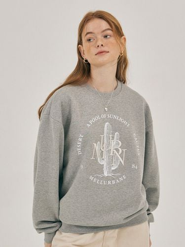 Cactus Embroidery Sweatshirt_Melange - mellurbane - Modalova