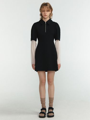 Half Zip Up Dart Mini Dress_Black - LINE STUDIO ONE - Modalova