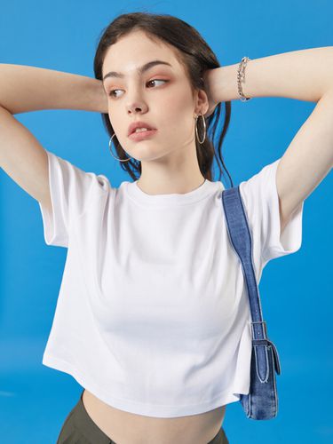 Semi-cropped Short-sleeve T-shirt_White - KOLEAT - Modalova