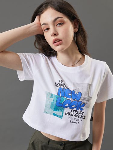 Cropped Graphic Short-sleeve T-shirt_White - KOLEAT - Modalova