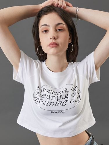 Cropped Meaning Out Lettering T-shirt_White - KOLEAT - Modalova