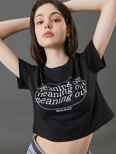 Cropped Meaning Out Lettering T-shirt_Black - KOLEAT - Modalova