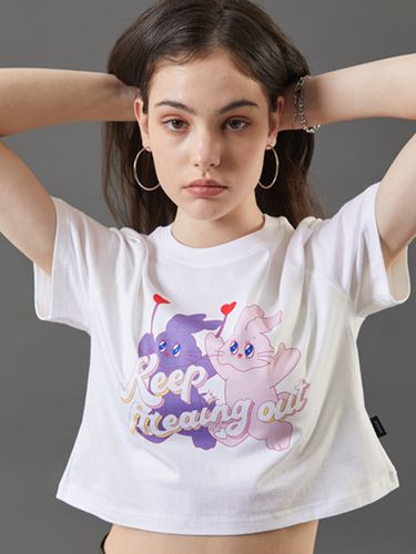 Cropped Retro Graphic T-shirt_White - KOLEAT - Modalova