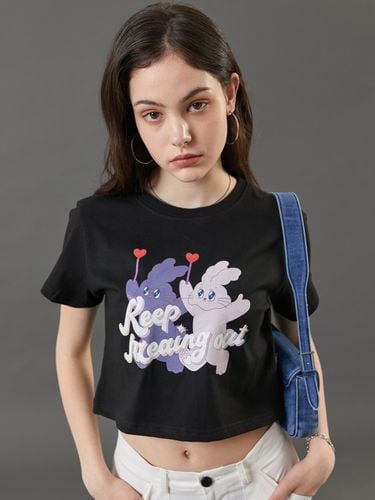 Cropped Retro Graphic T-shirt_Black - KOLEAT - Modalova