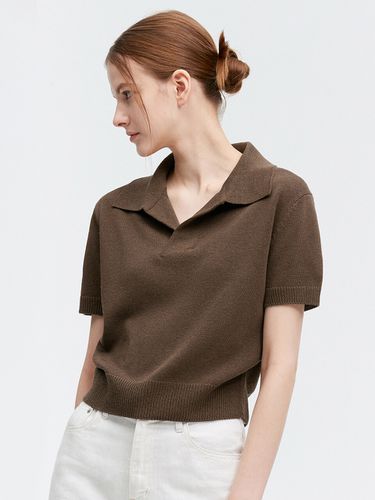 Open Collar Short Sleeve Knit - MONGDOL - Modalova