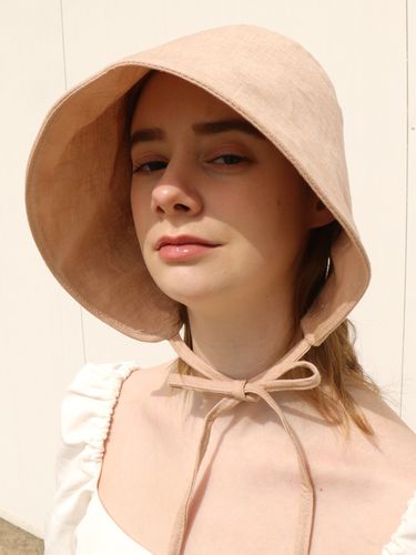 Blossom Linen Bonnet Hat_Pink - ELKE BLOEM - Modalova