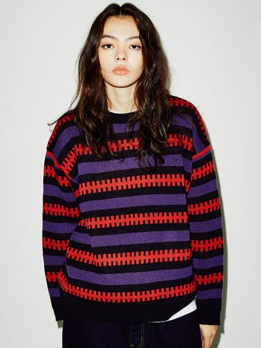 H Stripe Patterned Crewneck Knit Top - HOODHOOD - Modalova