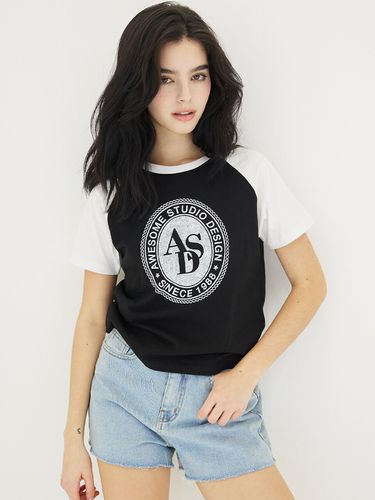 Circle Symbol Raglan Sleeve T-Shirt_Black - Awesomestudio - Modalova