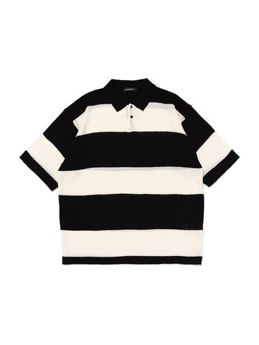 Stripe Popover Short Sleeves Knit Top () - OTHERFITS - Modalova