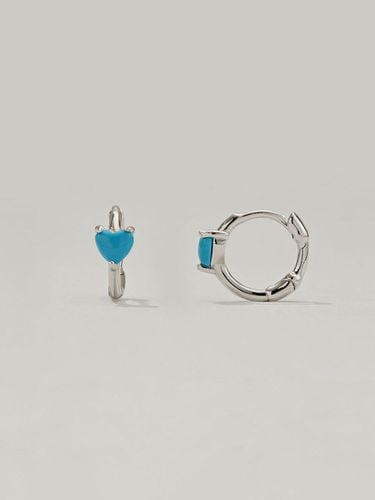 Turquoise Heart One-Touch Earring - Manaet - Modalova