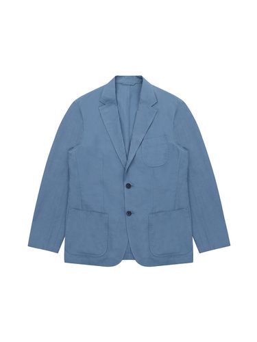 Linen Blend Out Pocket Jacket_Blue - SOLEW - Modalova