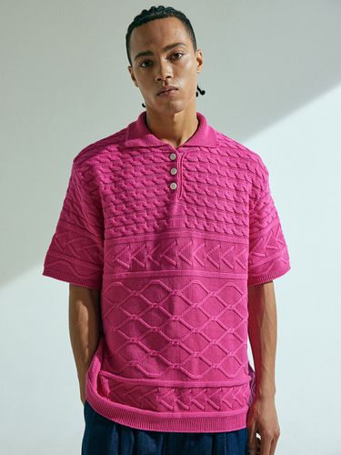 Multi Cable Polo Knit Top [Pink] - whatever we want - Modalova