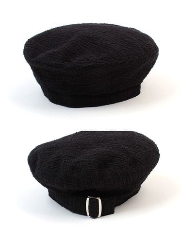 Belted Tweed Beret Hat _ Black - Universal chemistry - Modalova