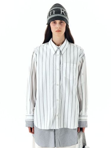 Double Layers Stripe Shirt _ Grey - Matin Kim - Modalova