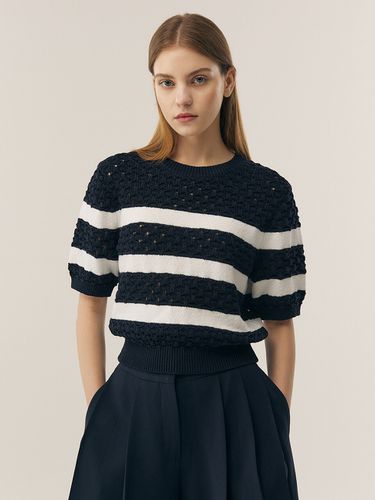 Knit] Netted Stripe Knit Top - FRONTROW - Modalova