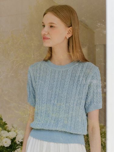 Cable Tape Knit _ Sky Blue - YUPPE - Modalova