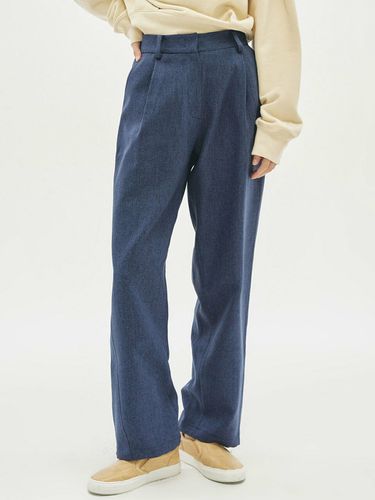 Wide-Leg One-Tuck Curved Herringbone Pants _ - MMIC - Modalova