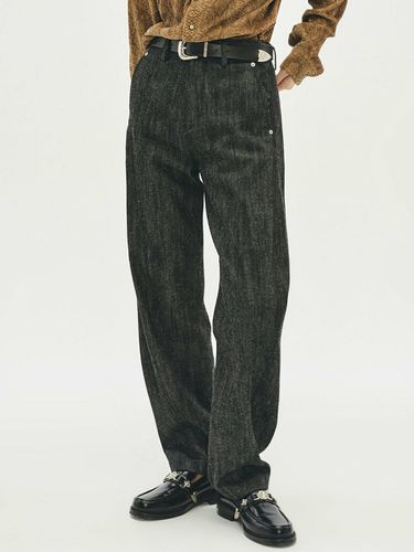 Curved-Line Nep Denim Pants _ Black - MMIC - Modalova