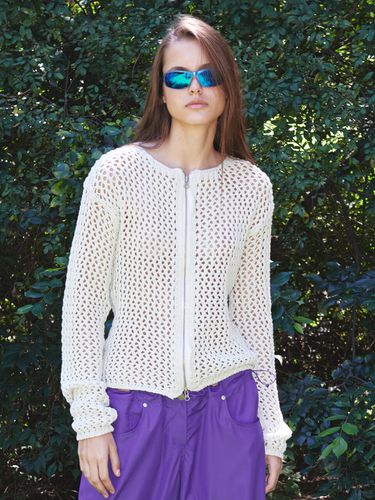 Crochet Zip Up Jacket_Beige - OPEN YY - Modalova