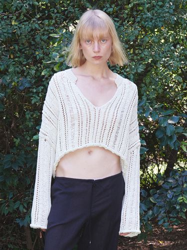 V-neck Open Sweater_Beige - OPEN YY - Modalova