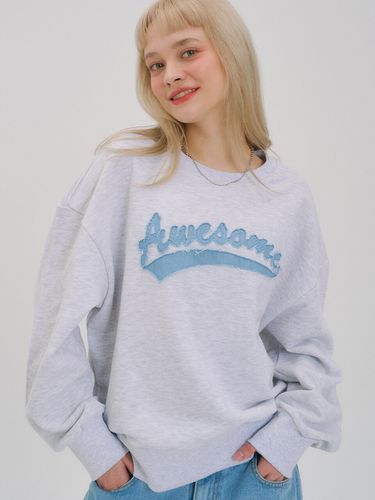 Awesome Denim Patch Sweatshirt_White Gray - Awesomestudio - Modalova