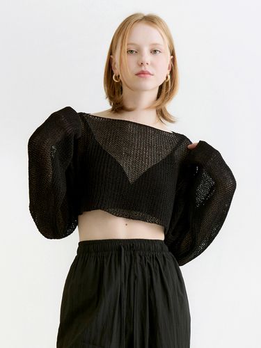 Mona Layered Crop Knit Bolero Top _Black - ADAUL - Modalova