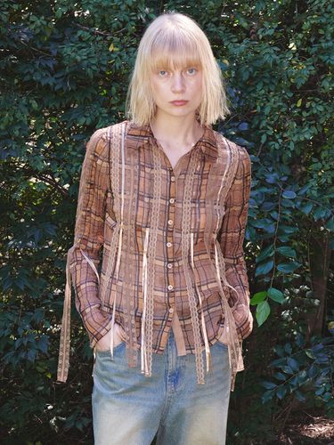 Check Taped Shirt_Brown - OPEN YY - Modalova